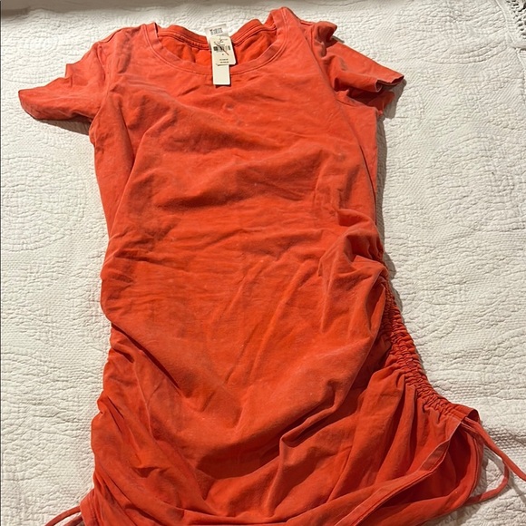 PINK Victoria's Secret Orange Asymmetrical Ruched Mini Dress - Picture 1 of 8